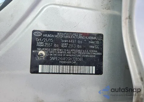 2016 Hyundai Sonata Se z USA, uszkodzony, nr VIN 5NPE24AF2GH328561